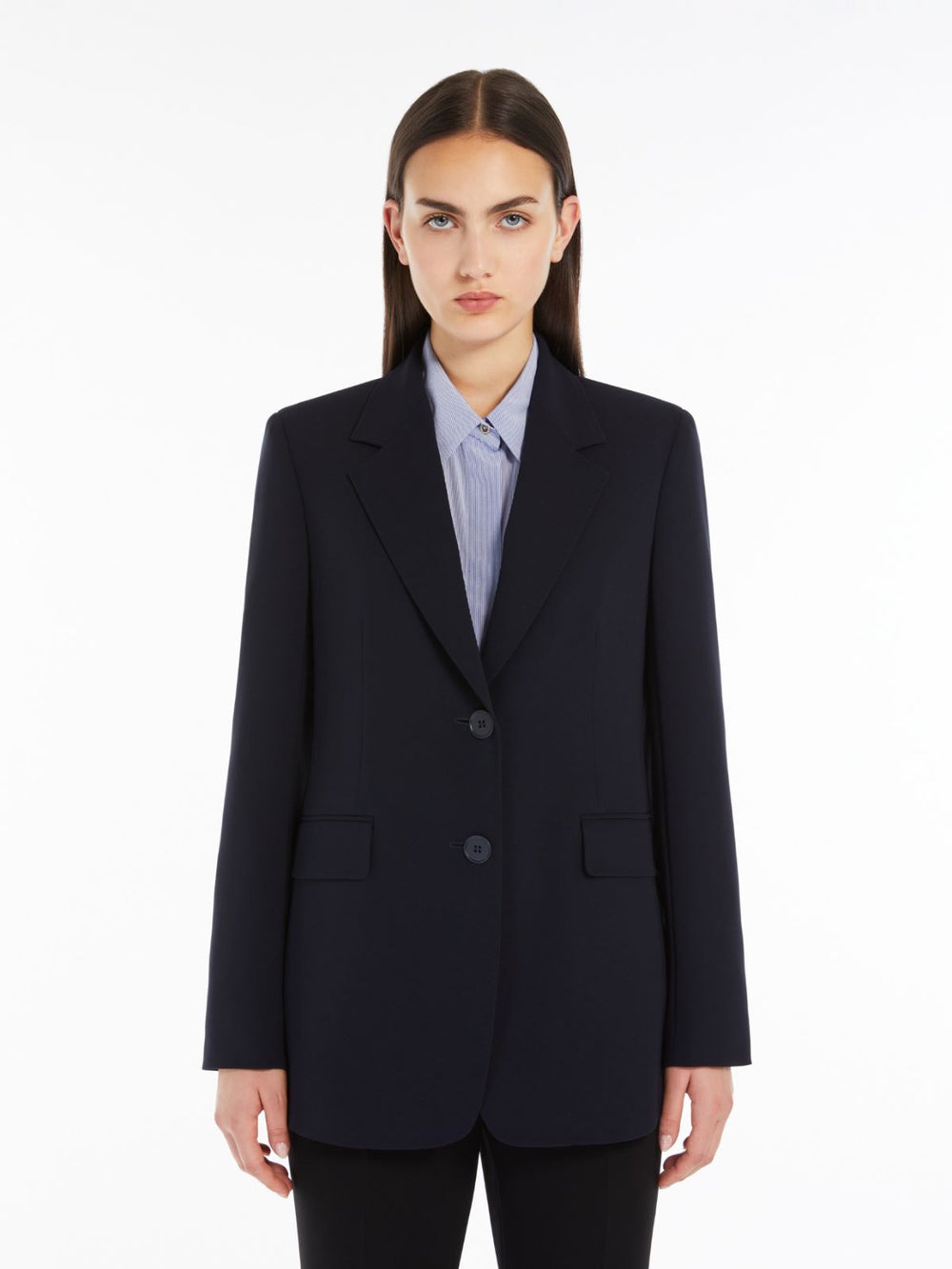 Single-breasted cady blazer - Navy