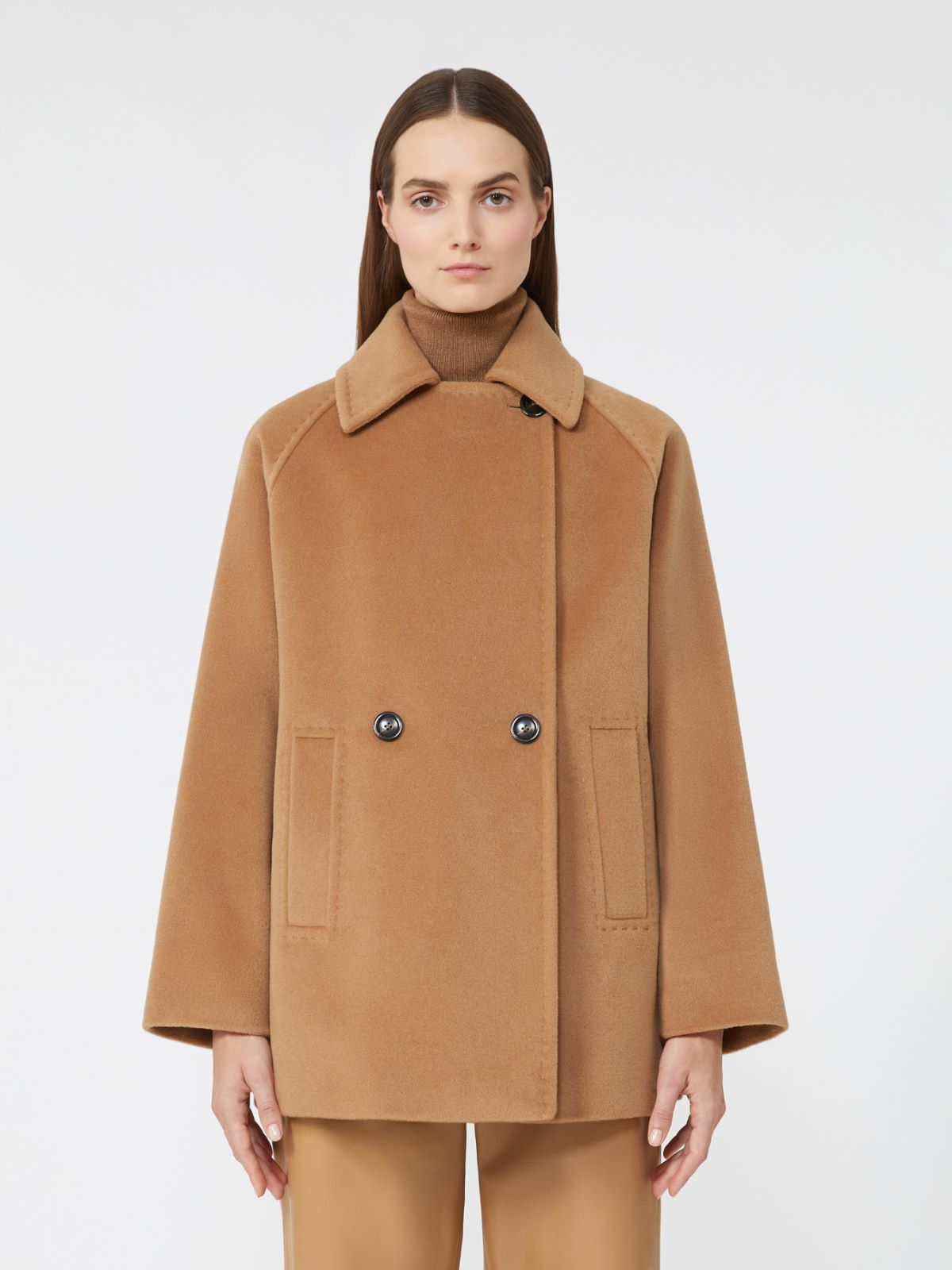 Double-breasted wool peacoat - Camel