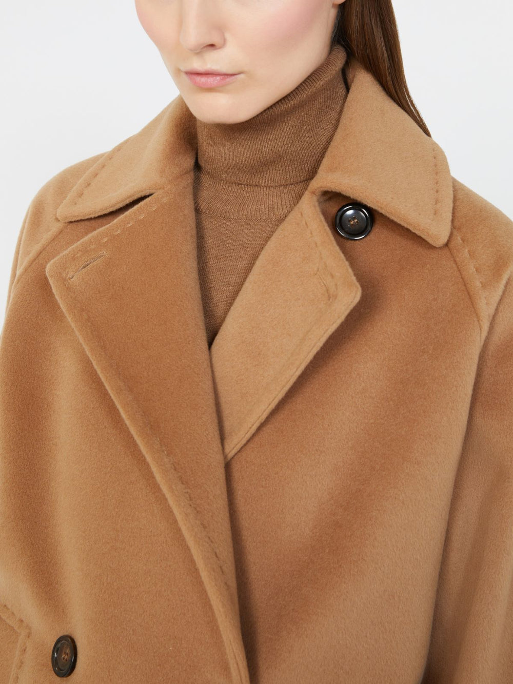 Double-breasted wool peacoat - Camel