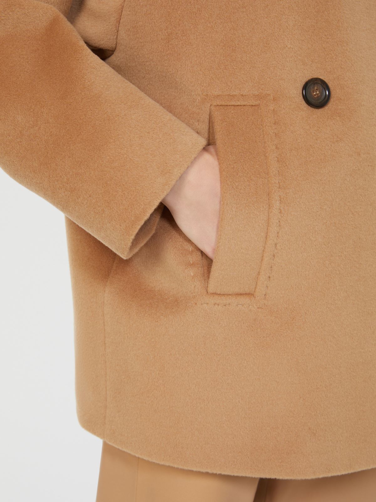 Double-breasted wool peacoat - Camel