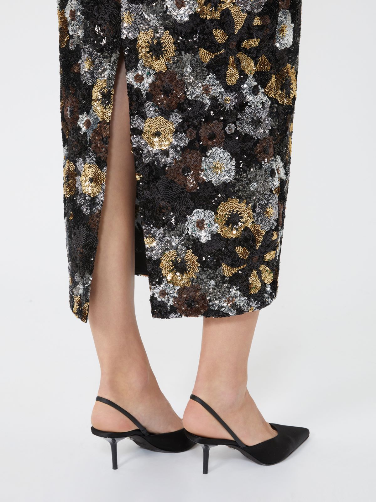 Pencil skirt in tulle and sequin - Black