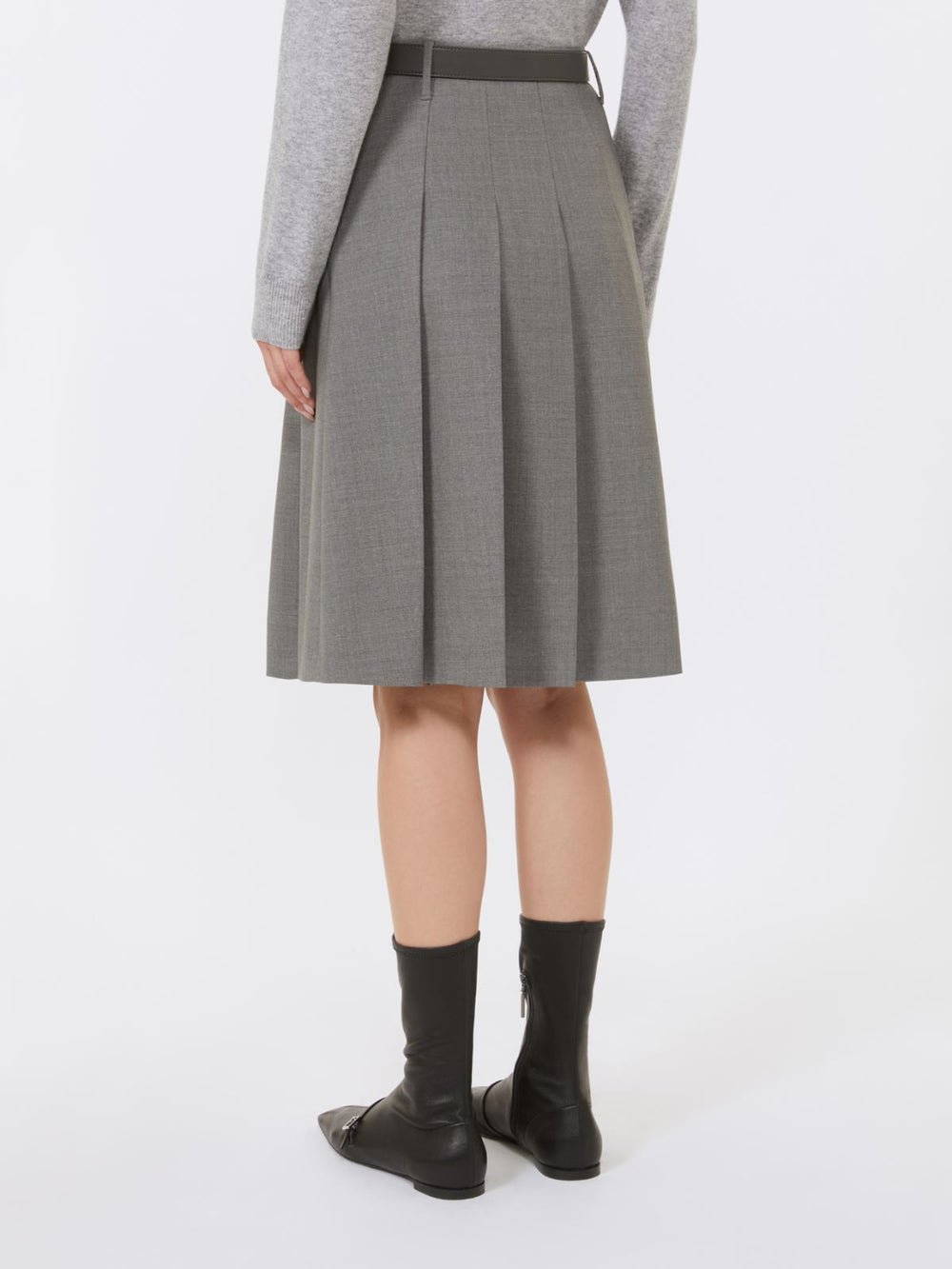 Pleated wool skirt - Medium grey