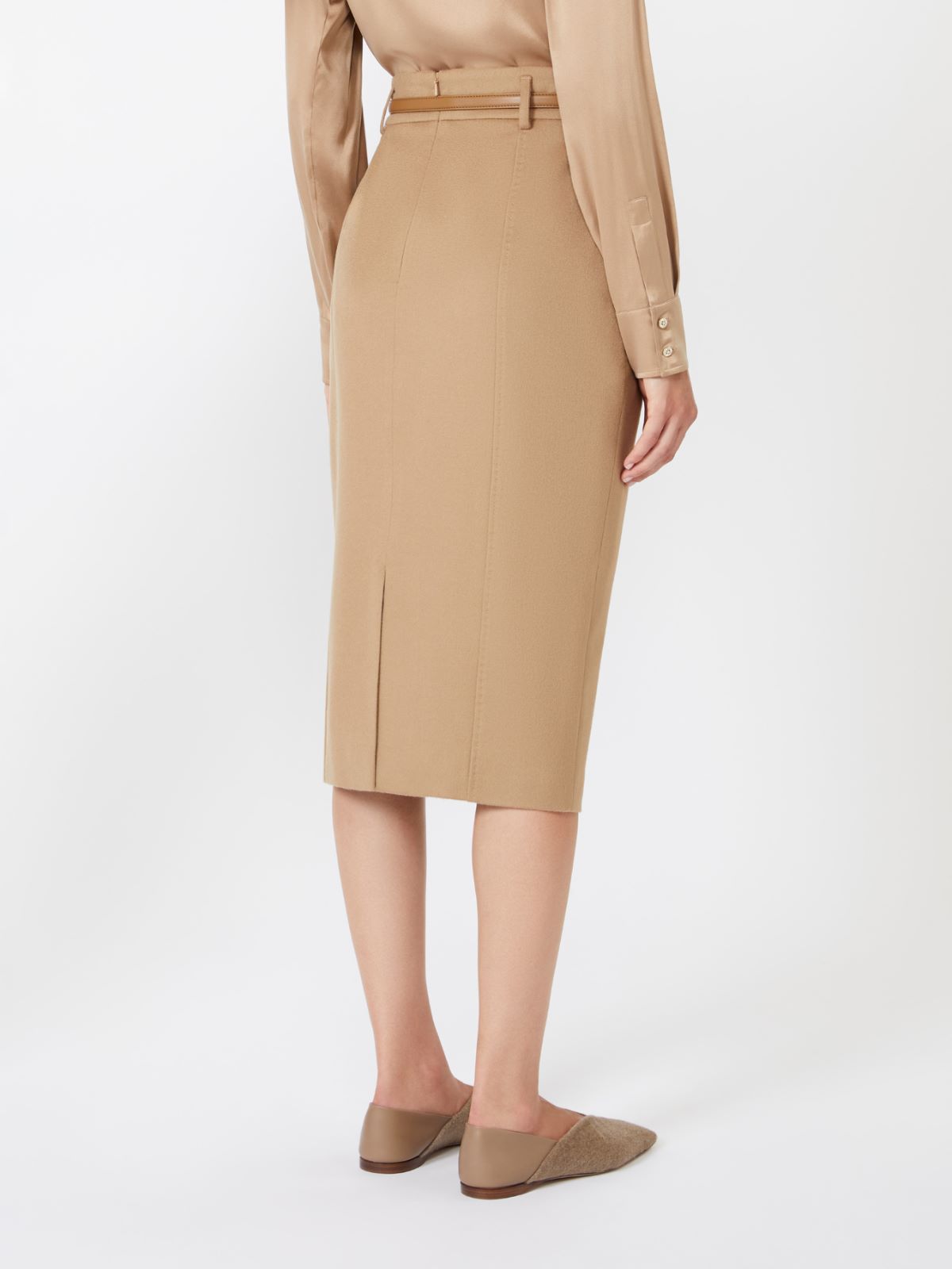 Wool pencil skirt - Camel