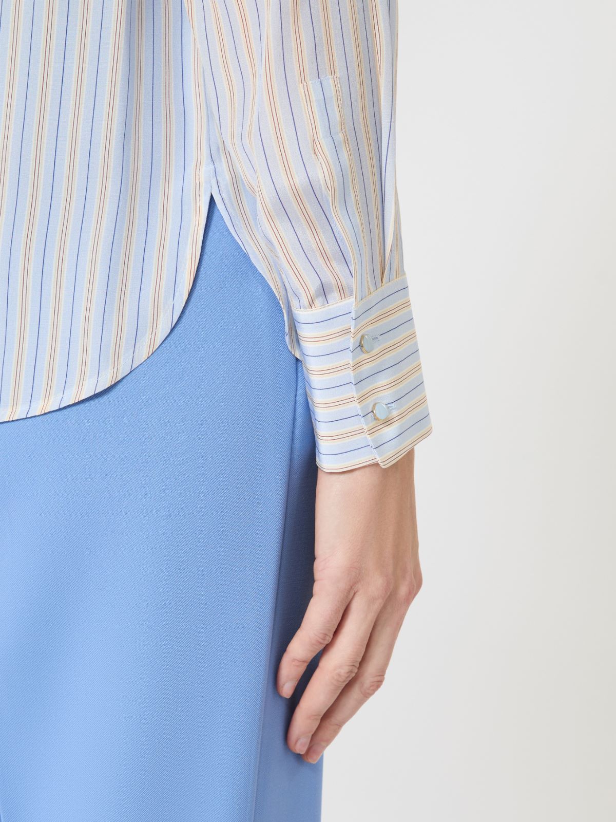 Printed crepe de chine shirt - Light blue