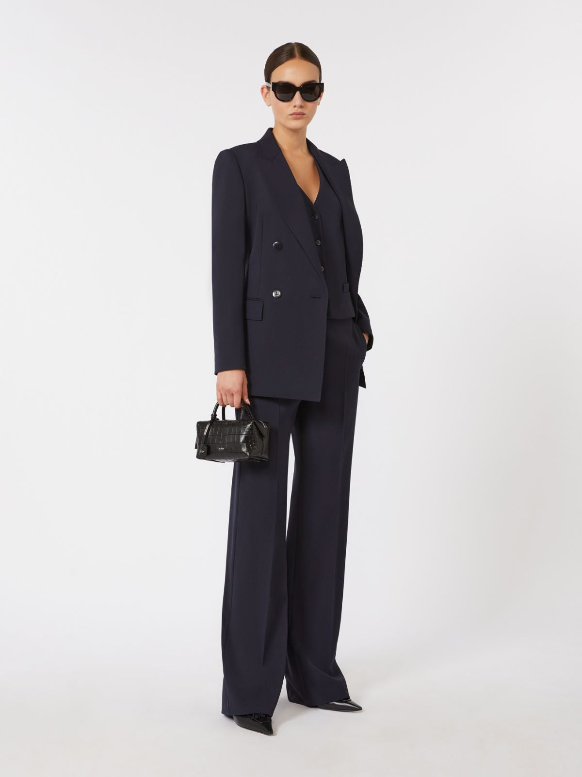 Wool crepe trousers - Navy