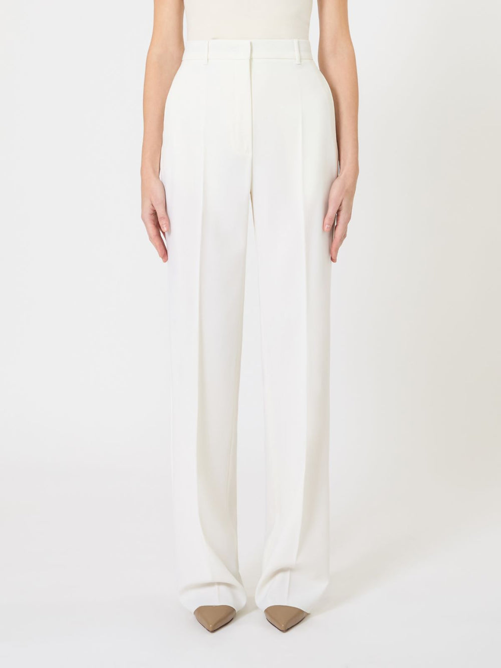 Wool crepe trousers - White