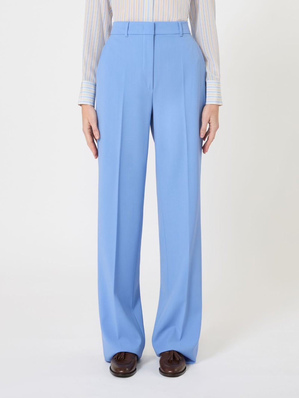 Wool crepe trousers - Light blue