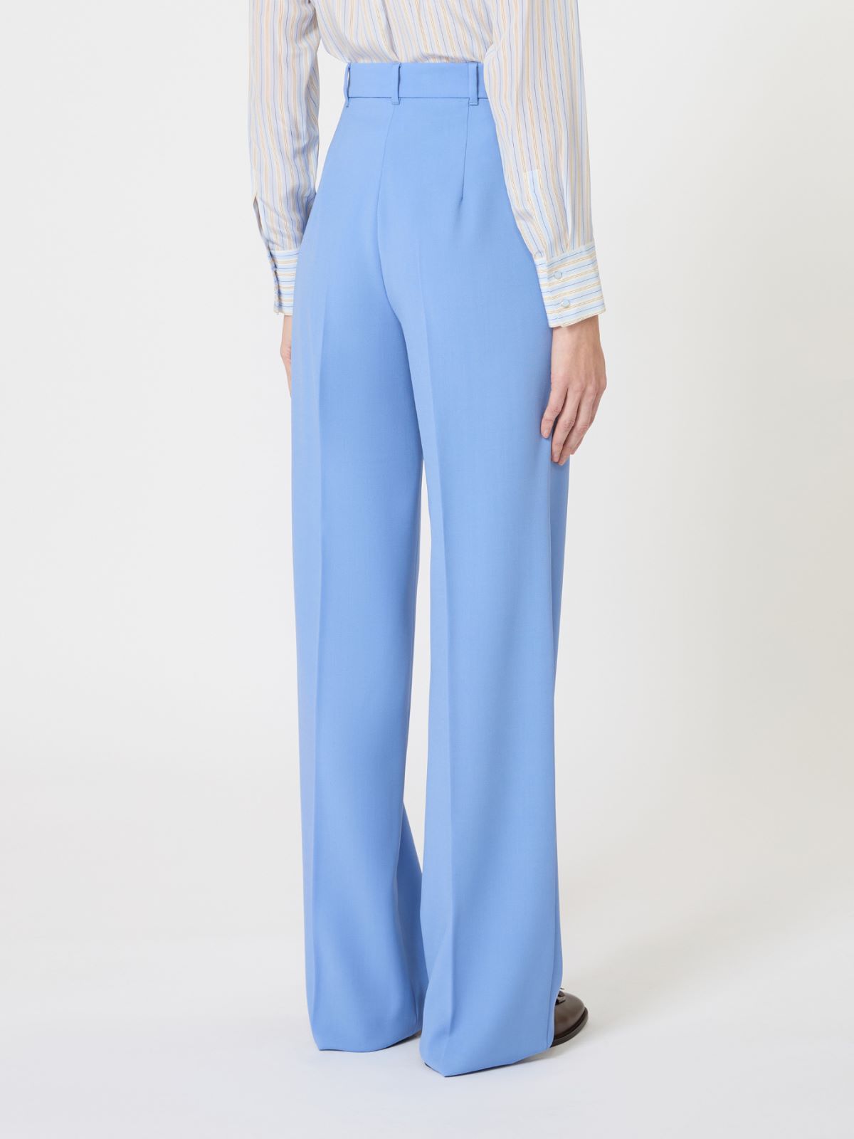 Wool crepe trousers - Light blue