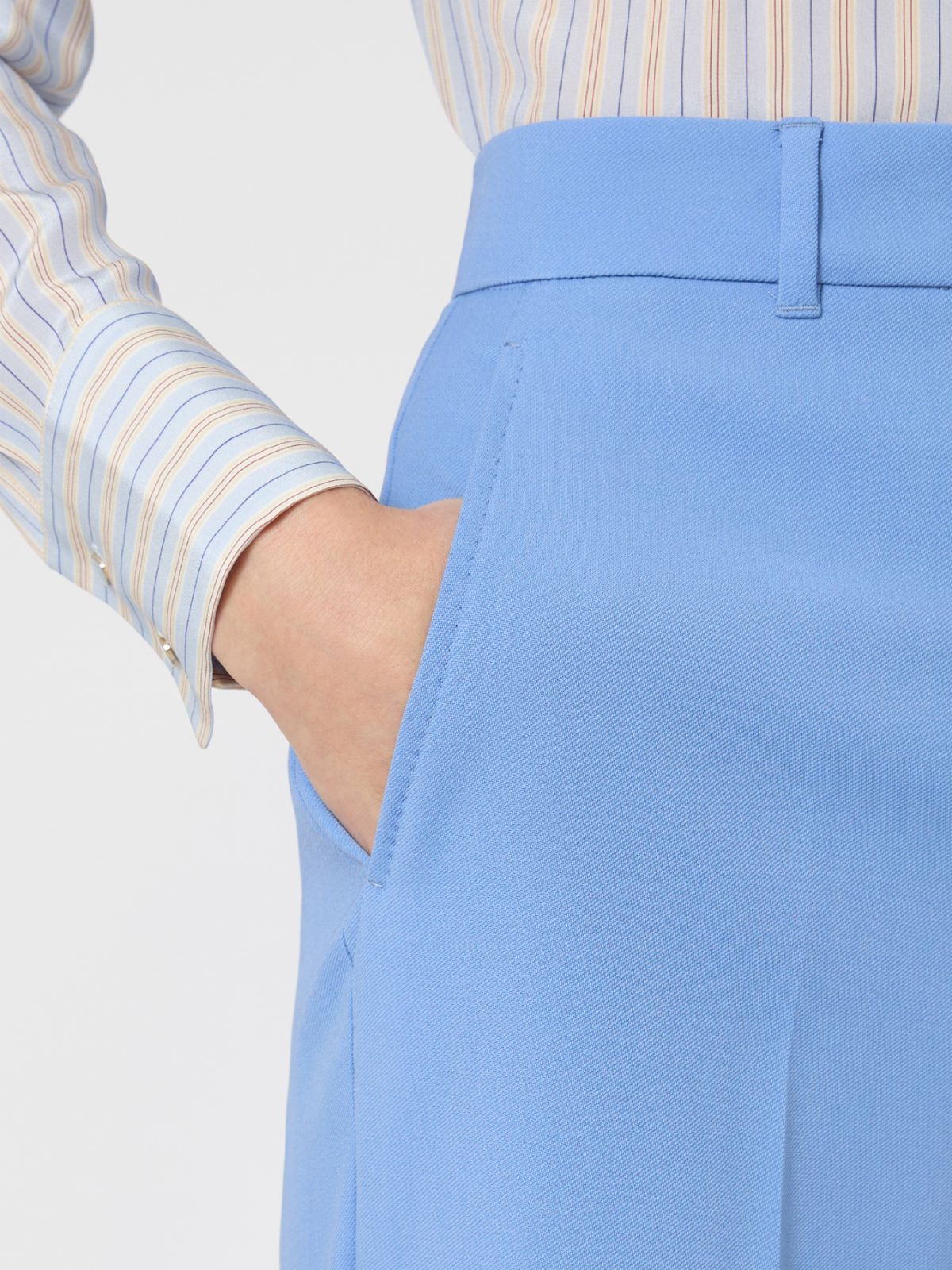 Wool crepe trousers - Light blue