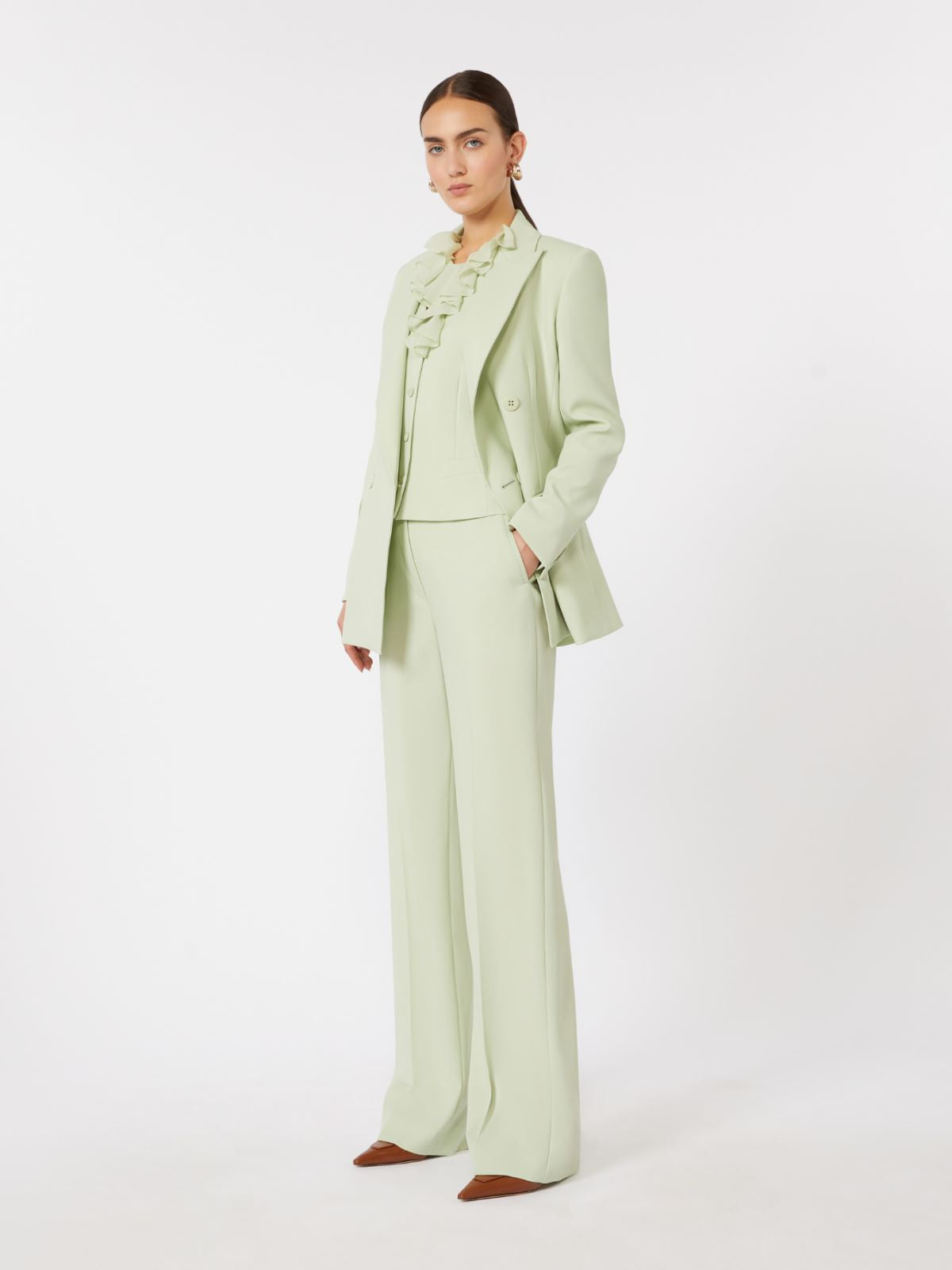 Wool crepe trousers - Green