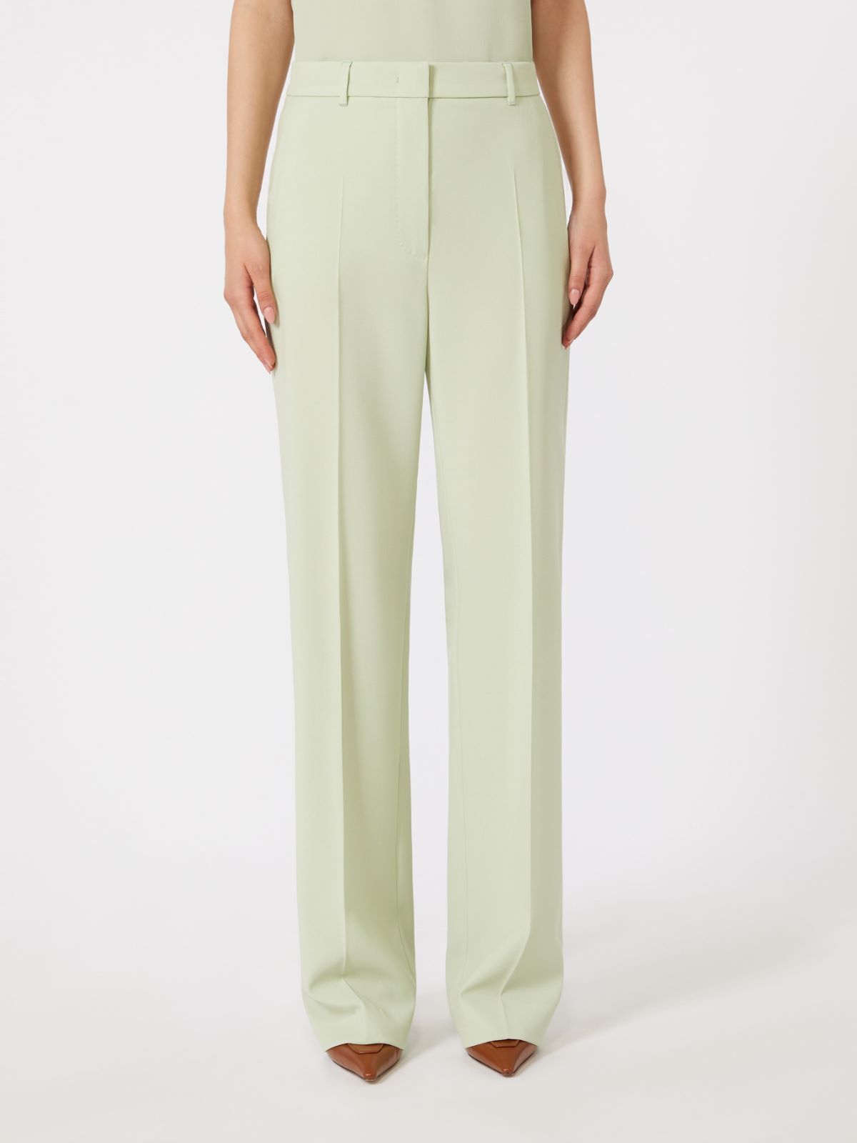 Wool crepe trousers - Green