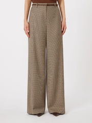 Patterned wool wide-leg trousers - Caramel