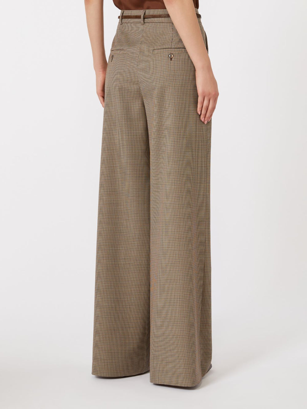 Patterned wool wide-leg trousers - Caramel