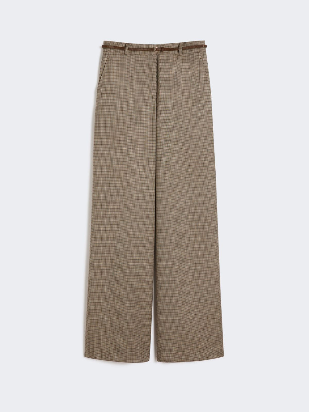 Patterned wool wide-leg trousers - Caramel
