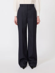 Pinstripe wool trousers - Navy