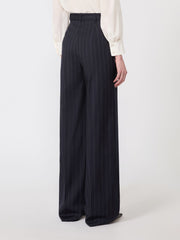 Pinstripe wool trousers - Navy