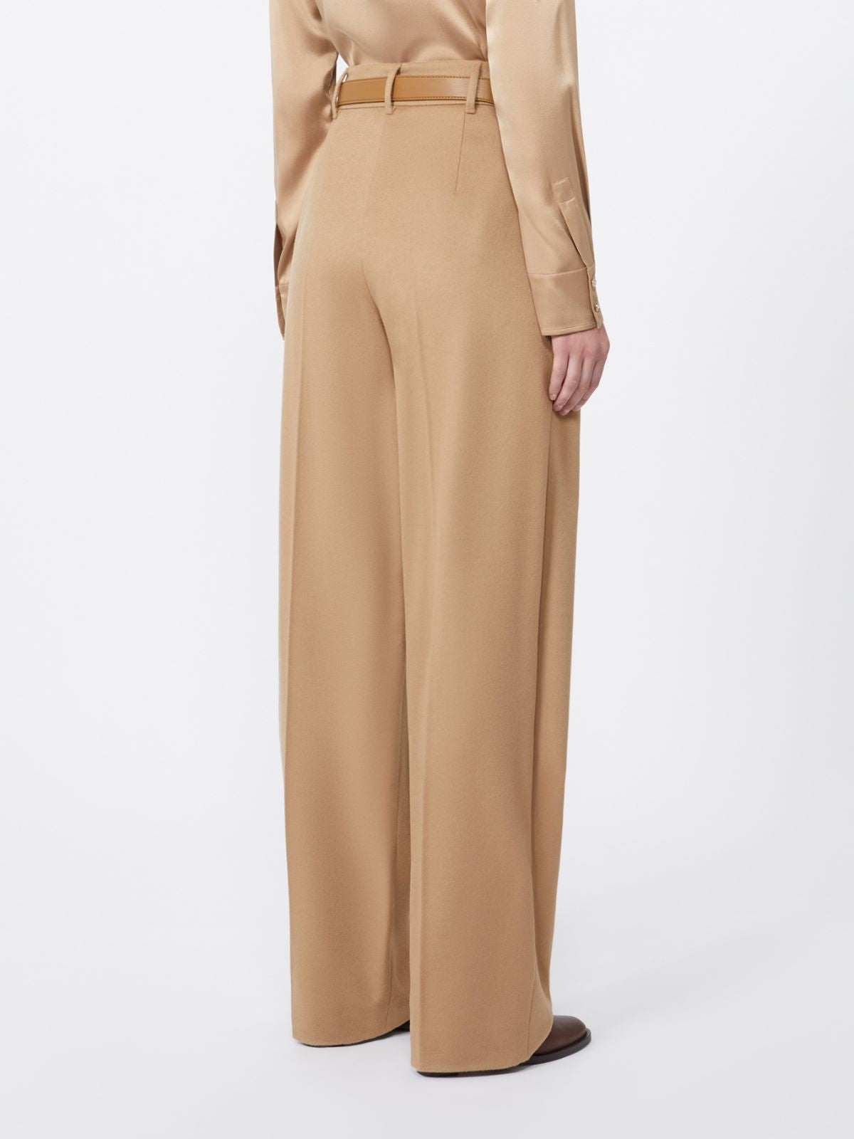 Flowing pure wool trousers - Camel
