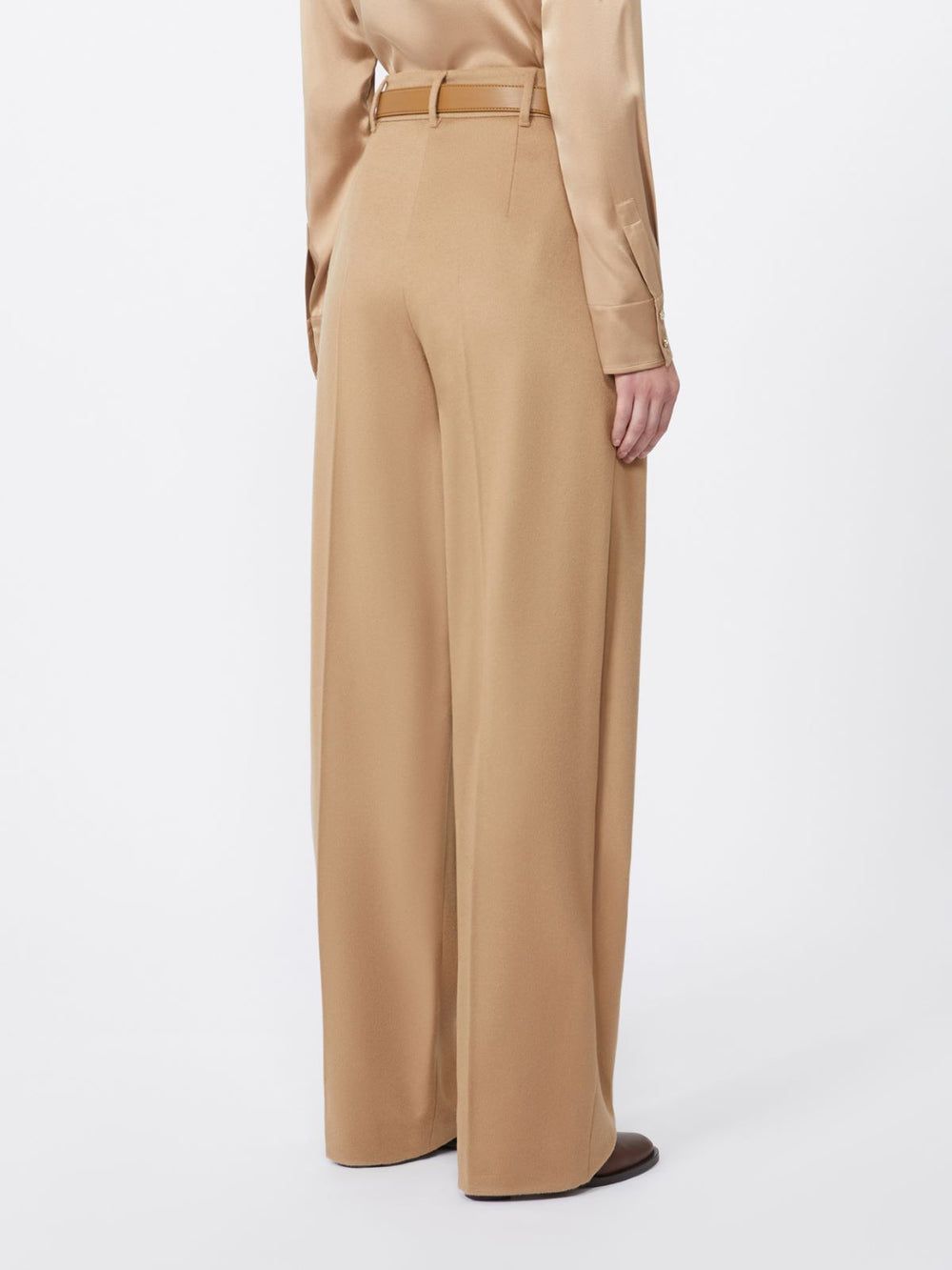 Flowing pure wool trousers - Camel
