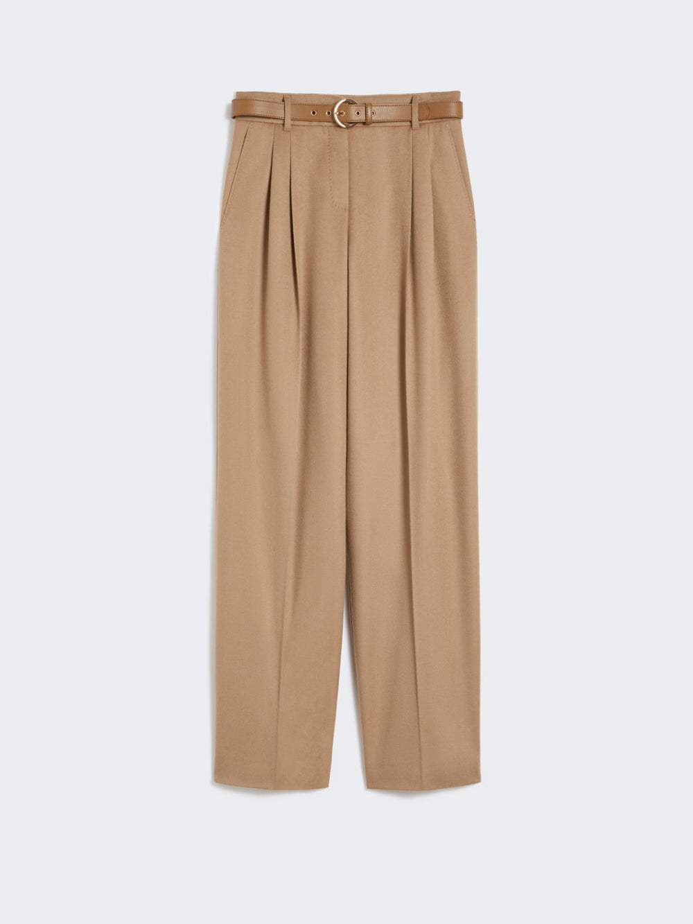 Flowing pure wool trousers - Camel