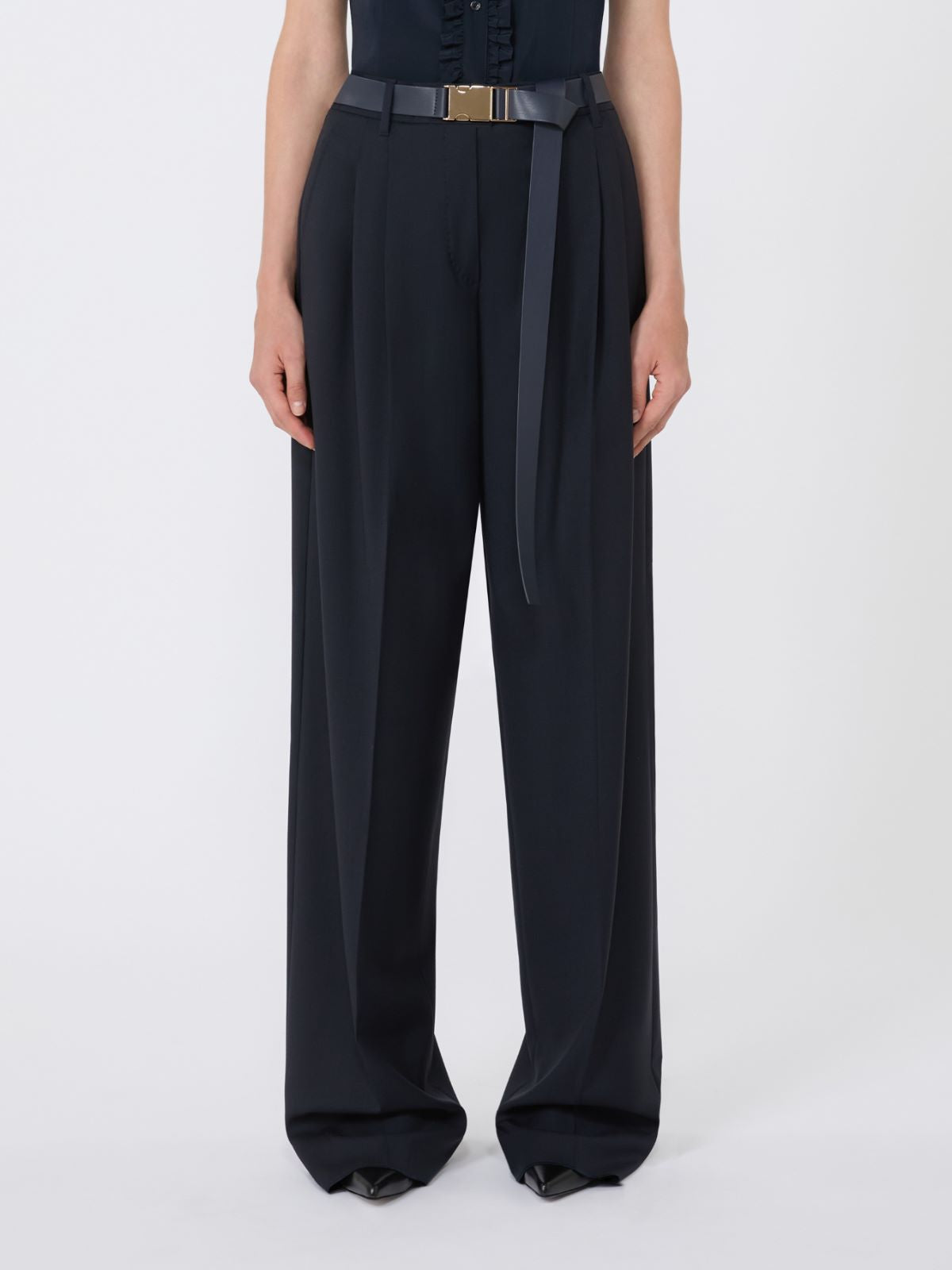 Woollen cloth trousers - Navy