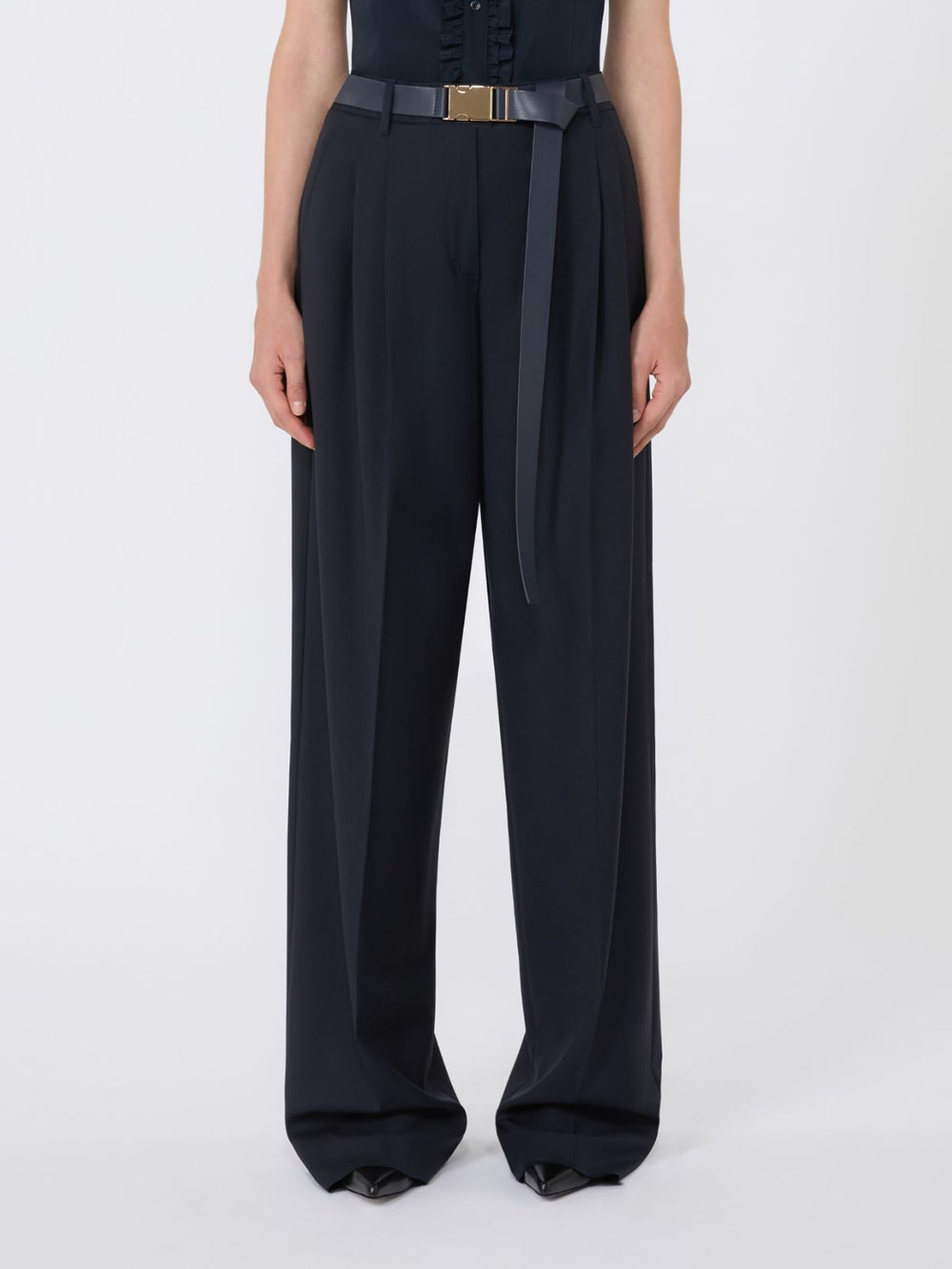 Woollen cloth trousers - Navy