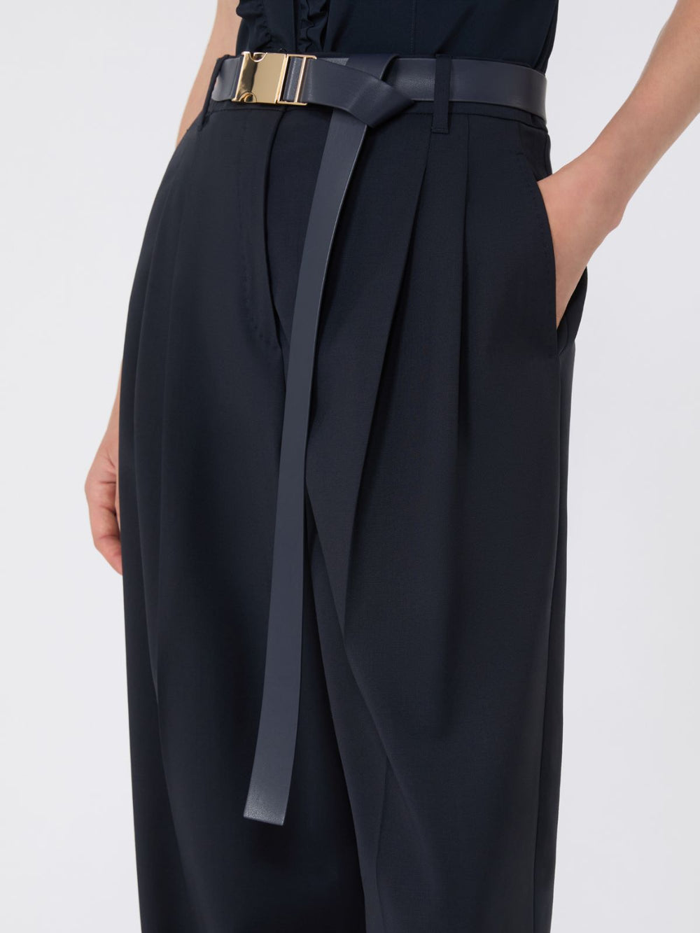Woollen cloth trousers - Navy