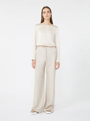 Wool twill drawstring trousers - Beige