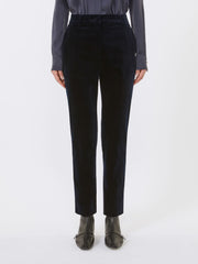 Slim-fit velvet cigarette trousers - Navy