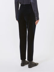 Slim-fit velvet cigarette trousers - Navy