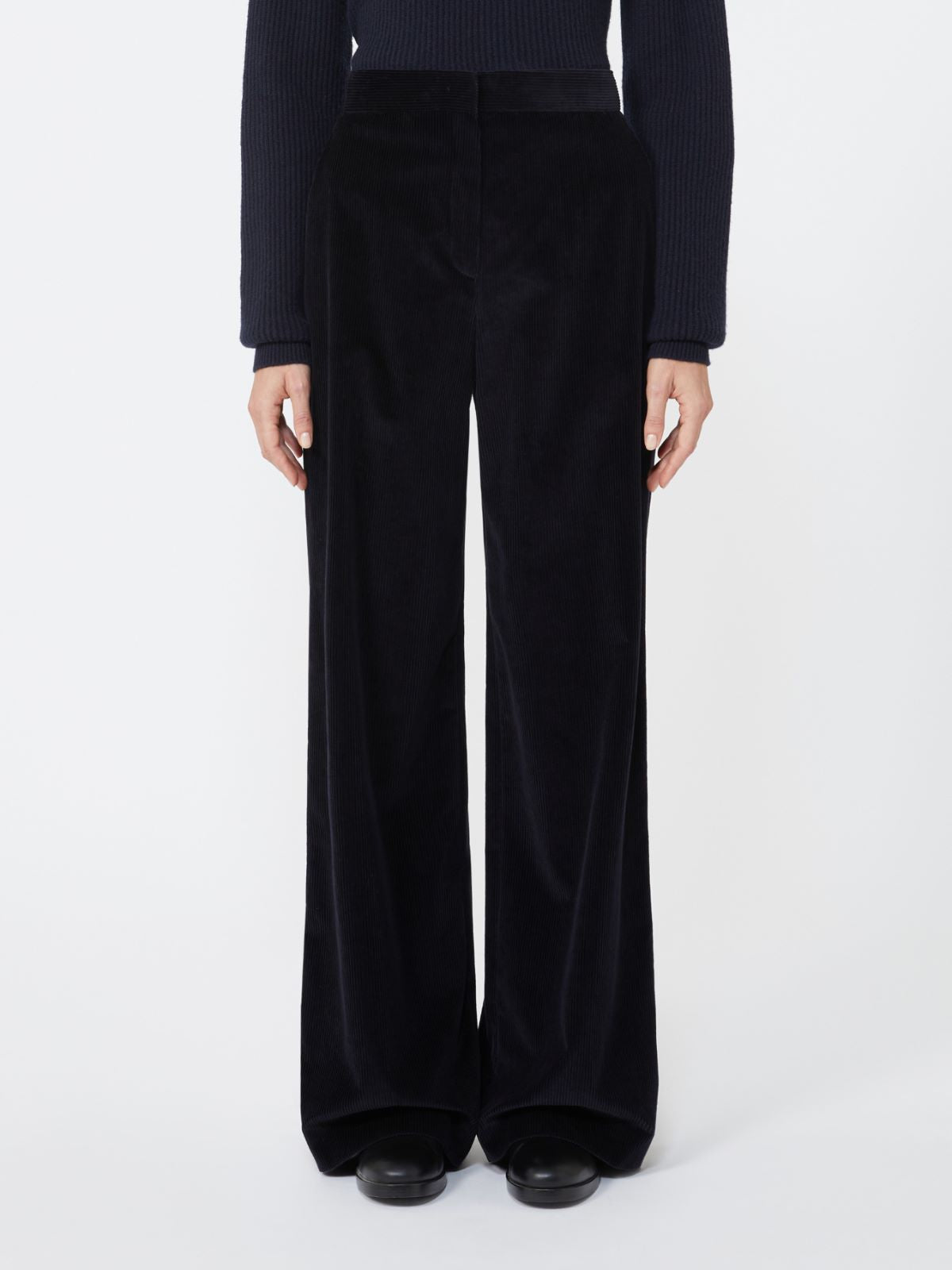 Flared velvet trousers - Midnightblue
