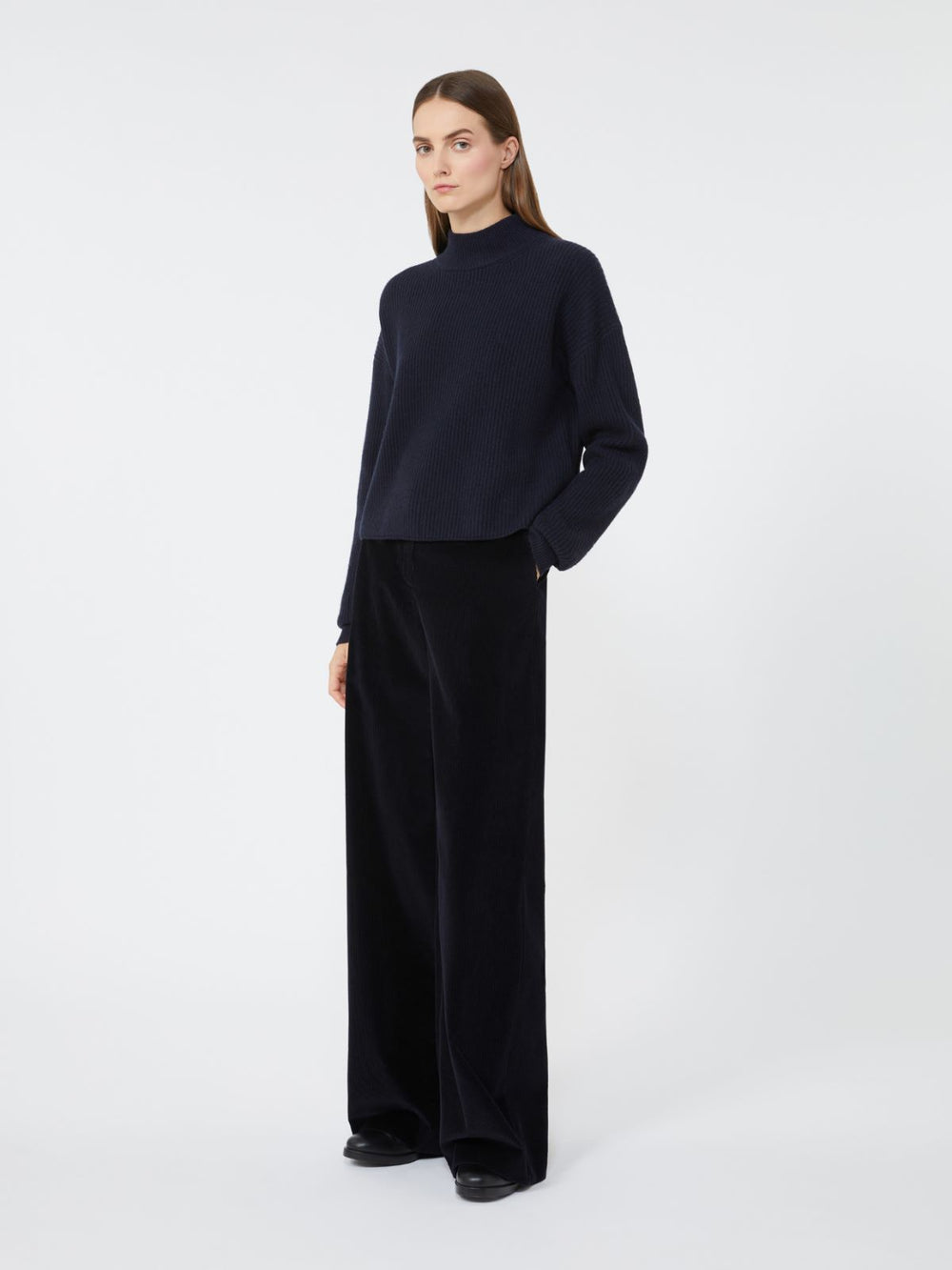 Flared velvet trousers - Midnightblue