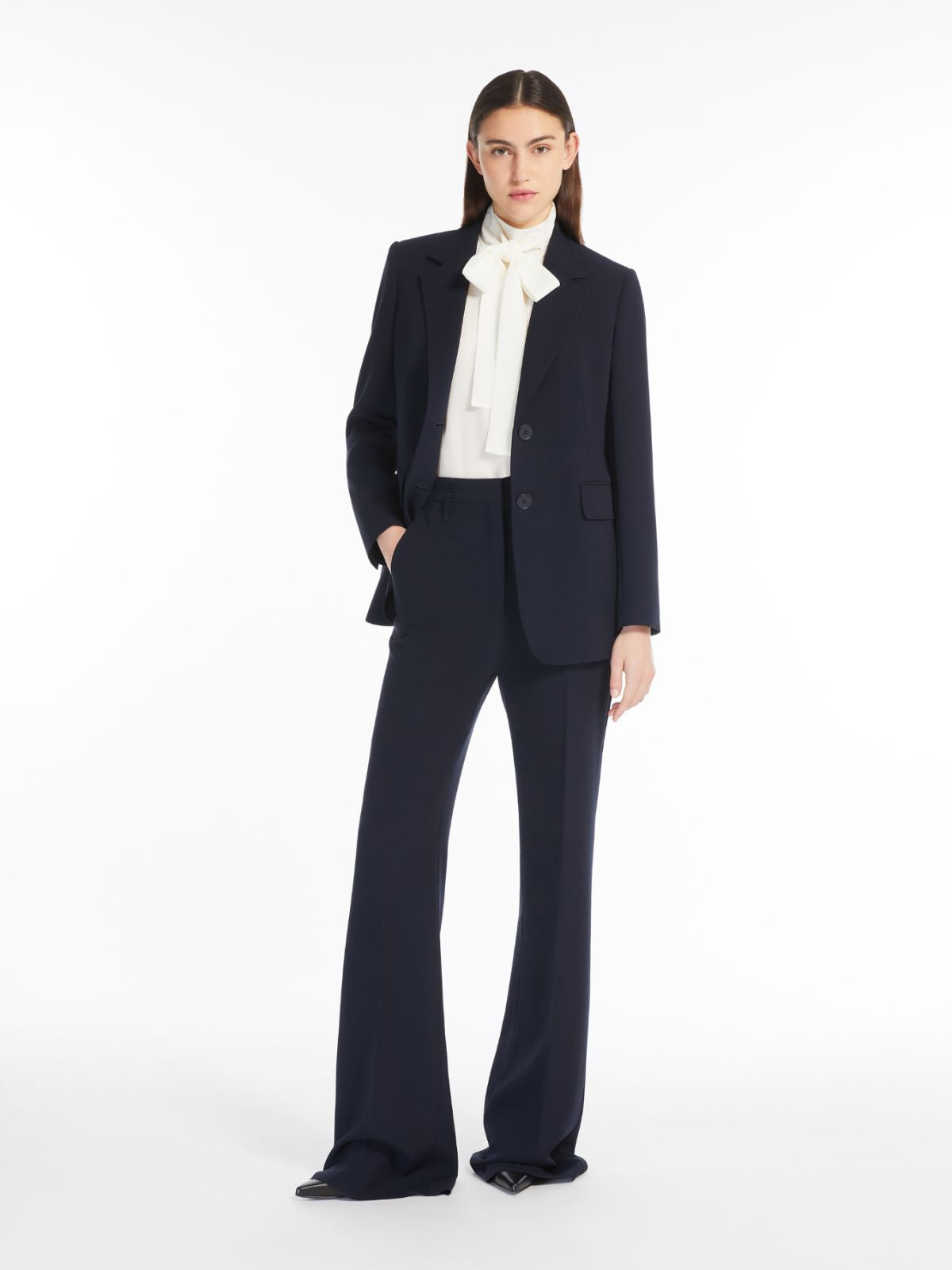 Flared cady trousers - Navy