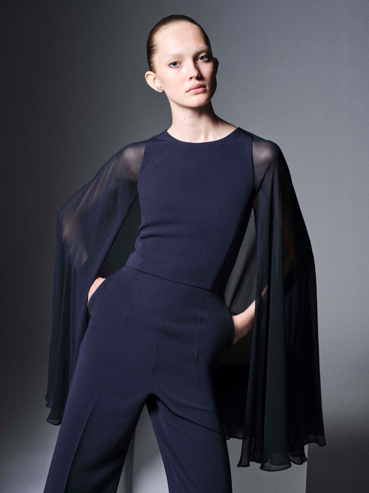 Cady jumpsuit with cape - Midnightblue