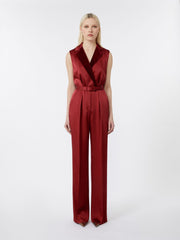 Tuxedo jumpsuit in enver satin - Bordeaux