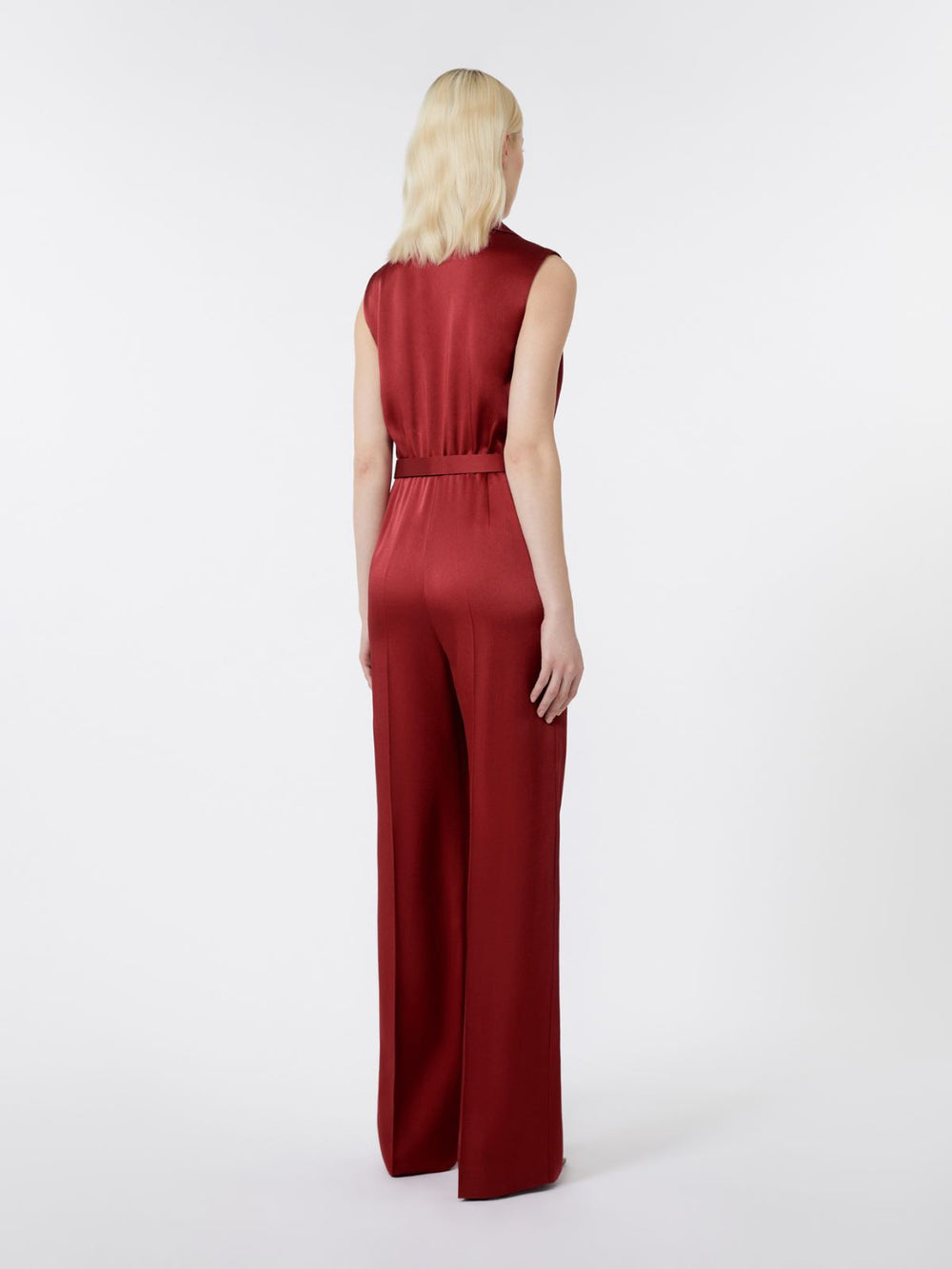 Tuxedo jumpsuit in enver satin - Bordeaux