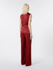 Tuxedo jumpsuit in enver satin - Bordeaux