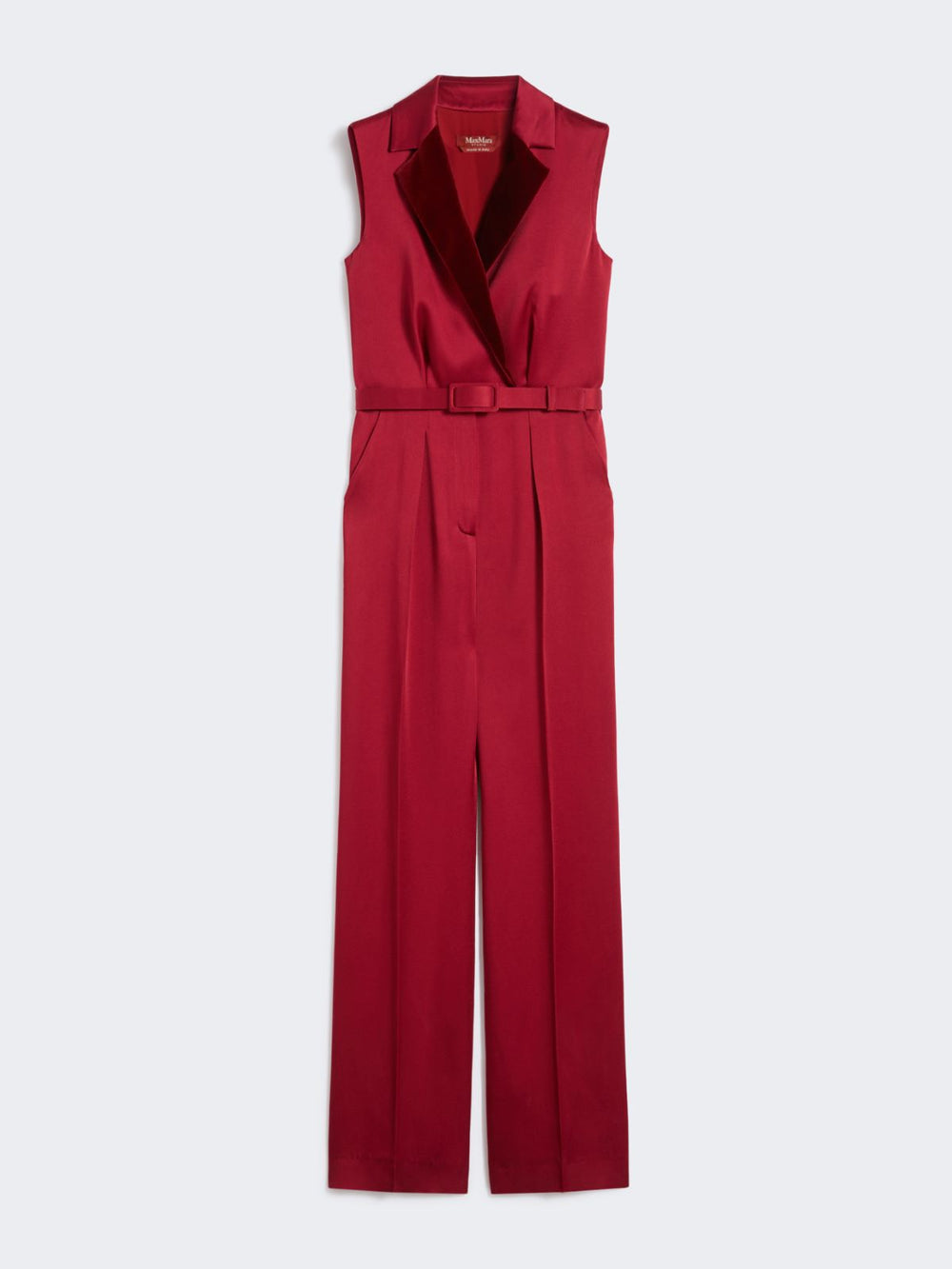 Tuxedo jumpsuit in enver satin - Bordeaux