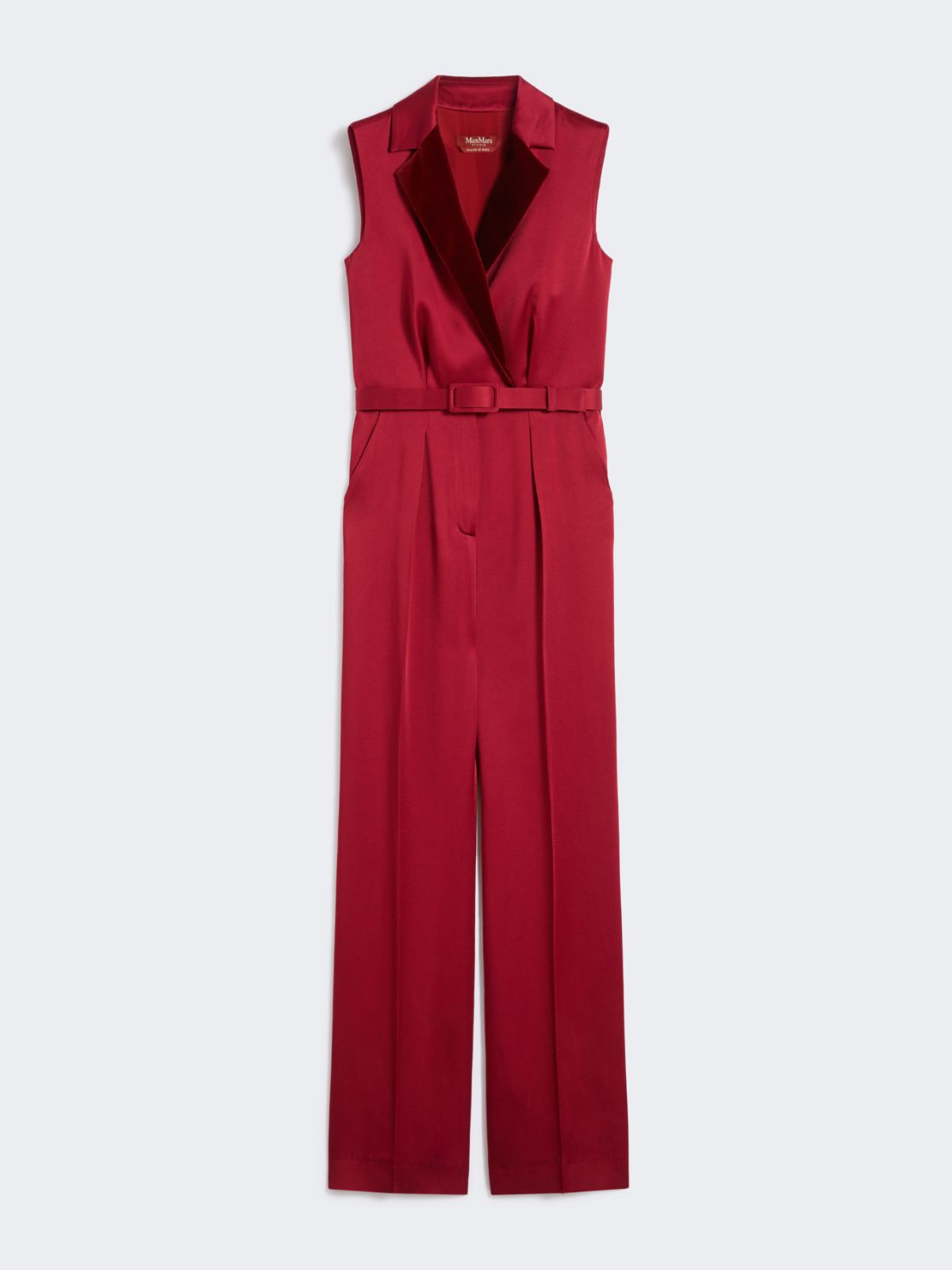 Tuxedo jumpsuit in enver satin - Bordeaux