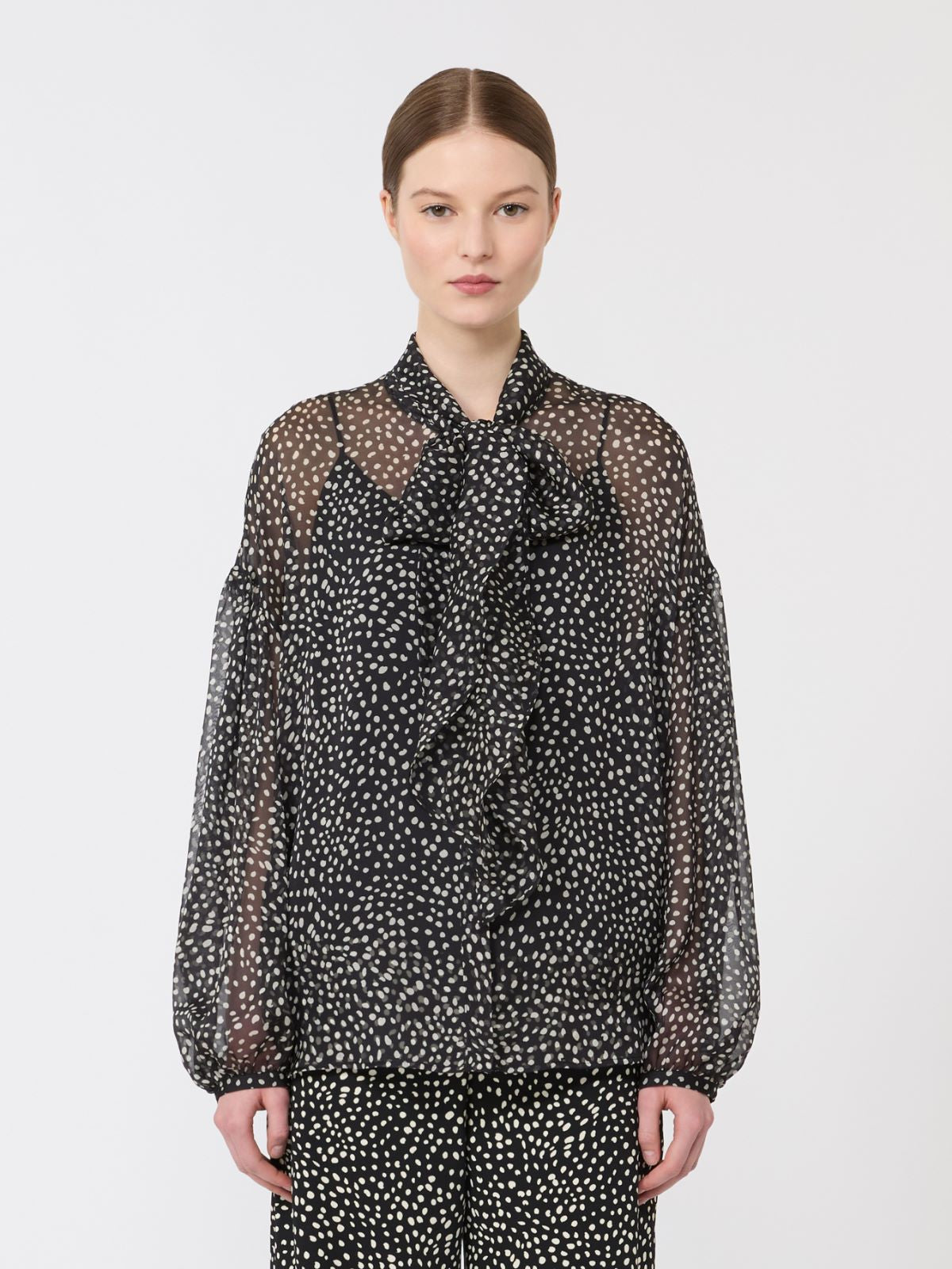 Blouse in printed chiffon - Black