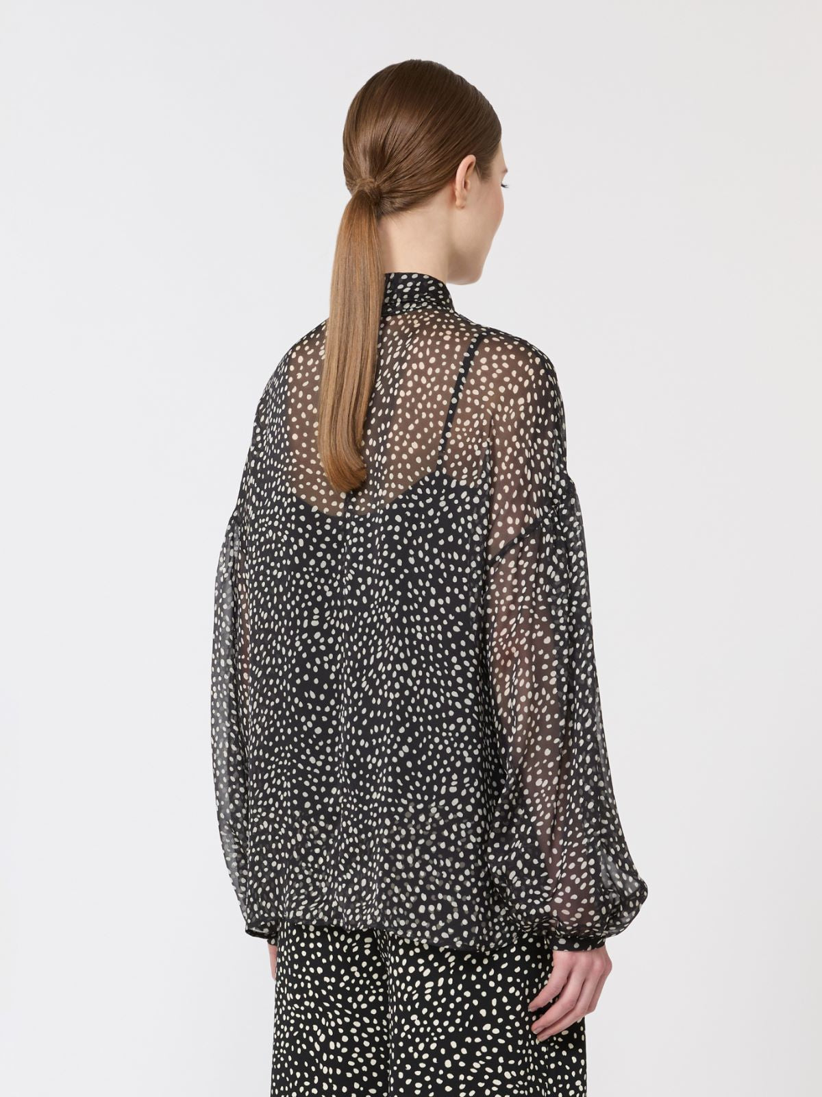 Blouse in printed chiffon - Black