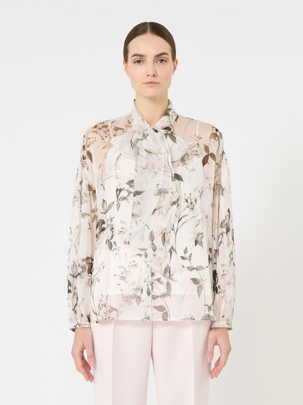 Blouse in printed chiffon - White