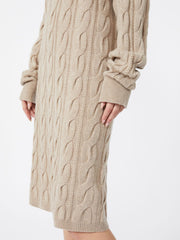 Cable-knit wool and cashmere dress - Shaded grey