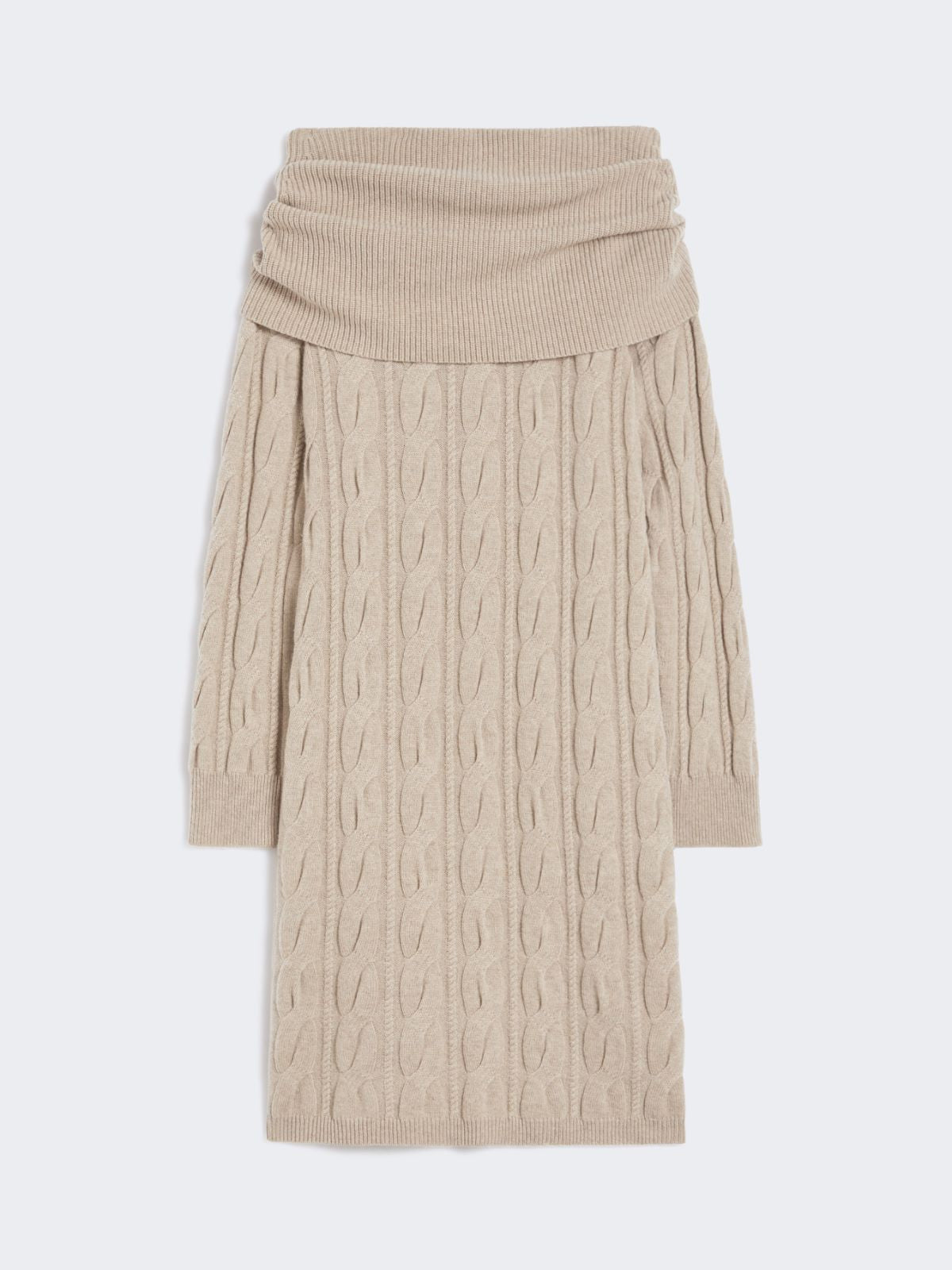 Cable-knit wool and cashmere dress - Shaded grey