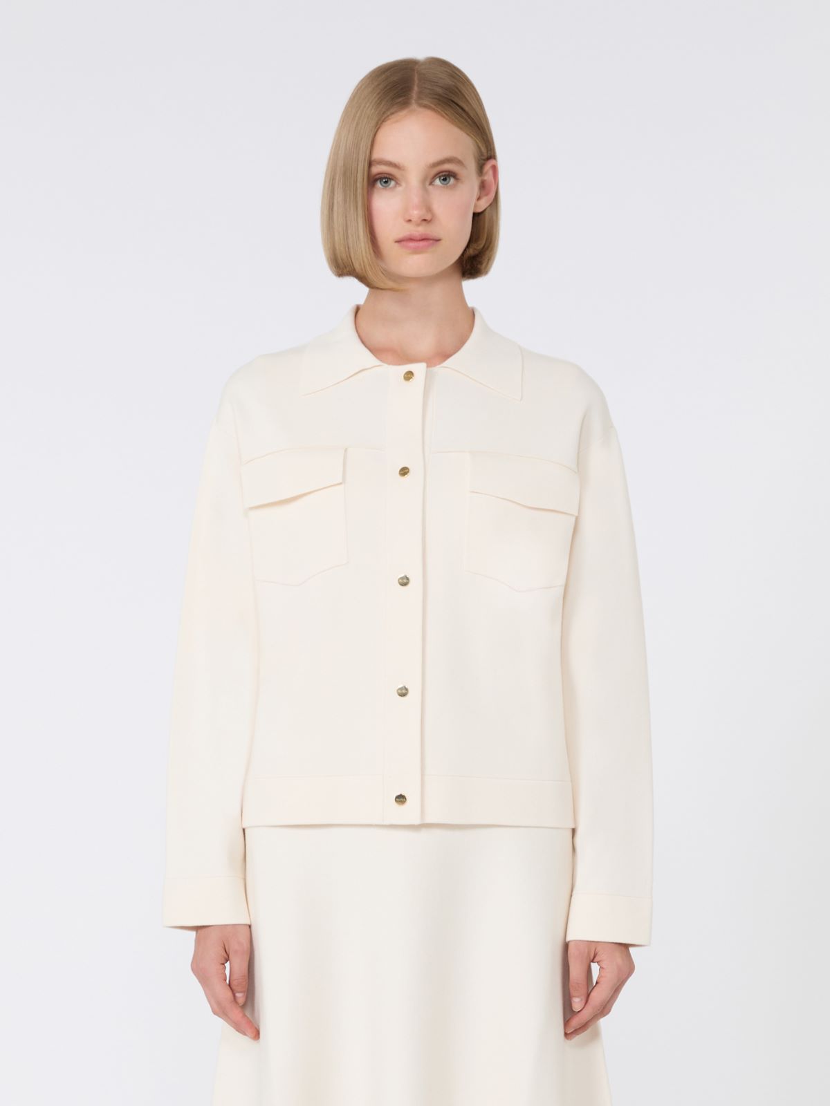 Boxy-fit stretch viscose jacket - White
