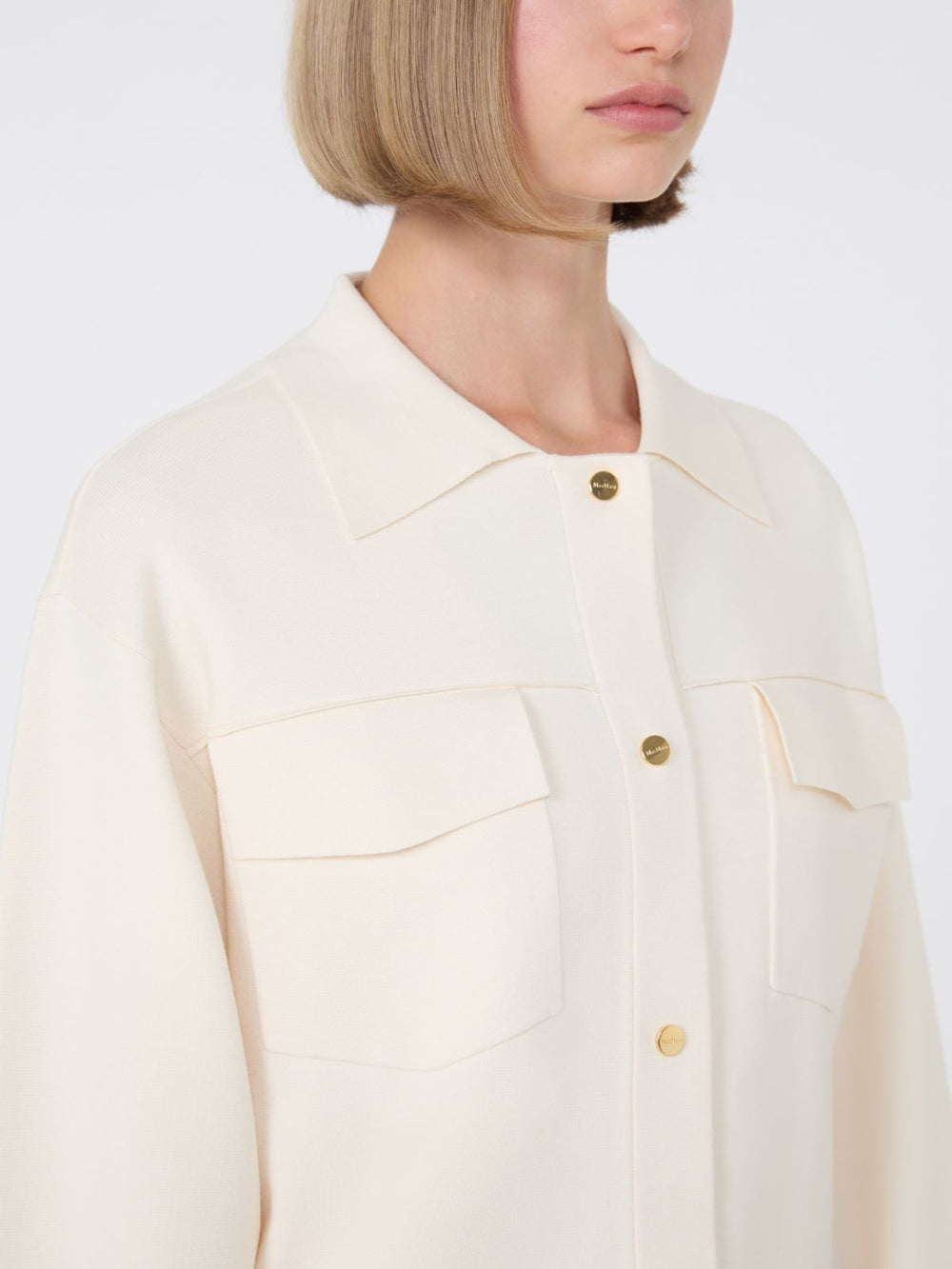 Boxy-fit stretch viscose jacket - White