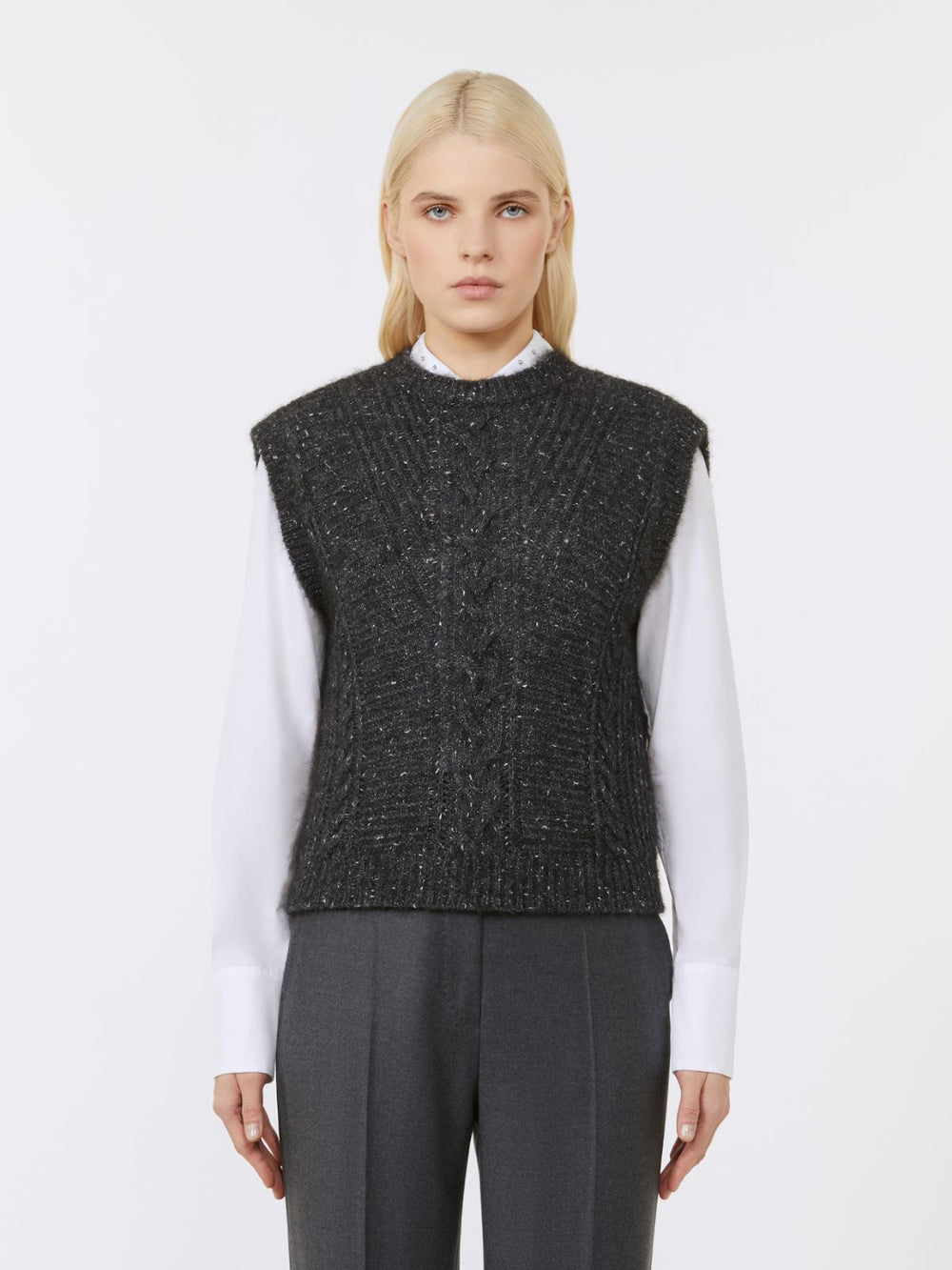 Alpaca and lurex gilet - Dark grey