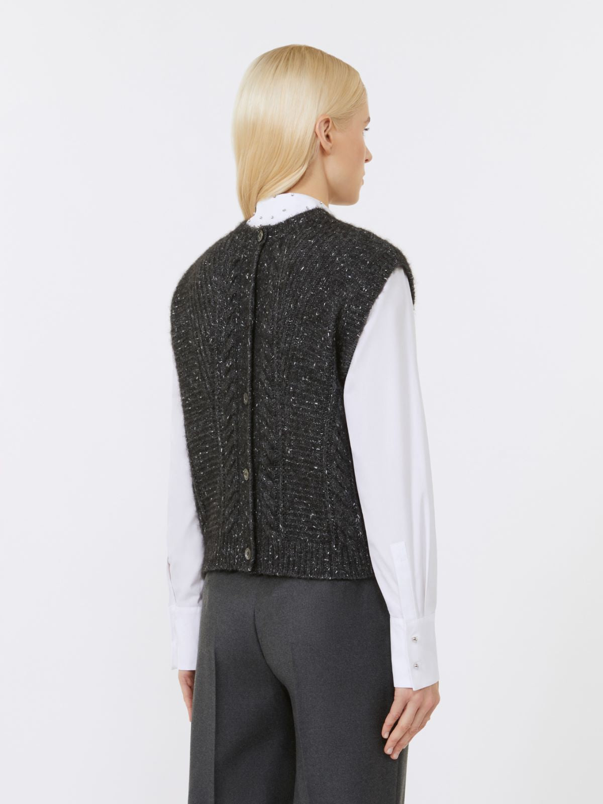 Alpaca and lurex gilet - Dark grey