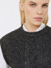 Alpaca and lurex gilet - Dark grey