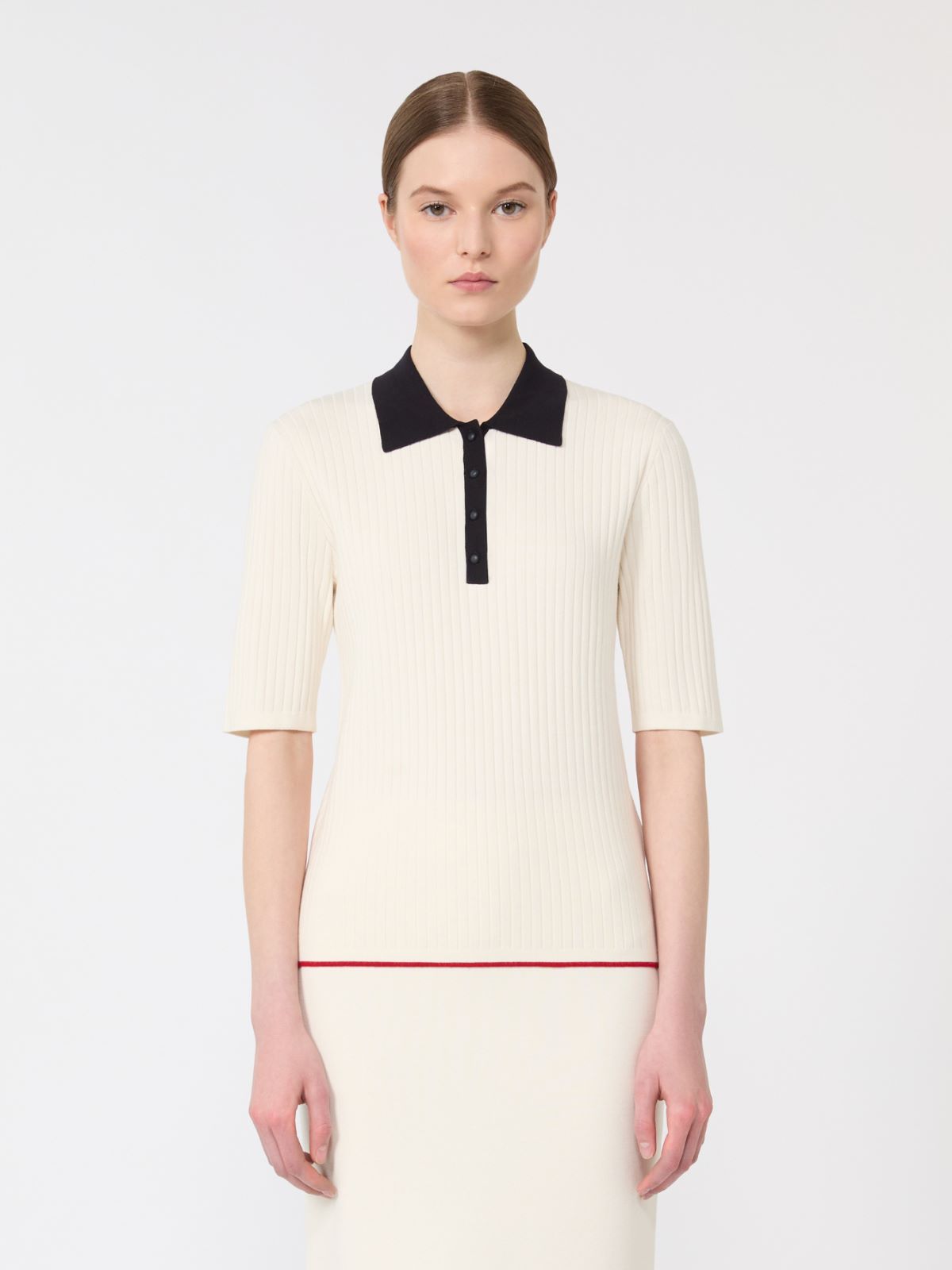 Stretch viscose jumper - White blue