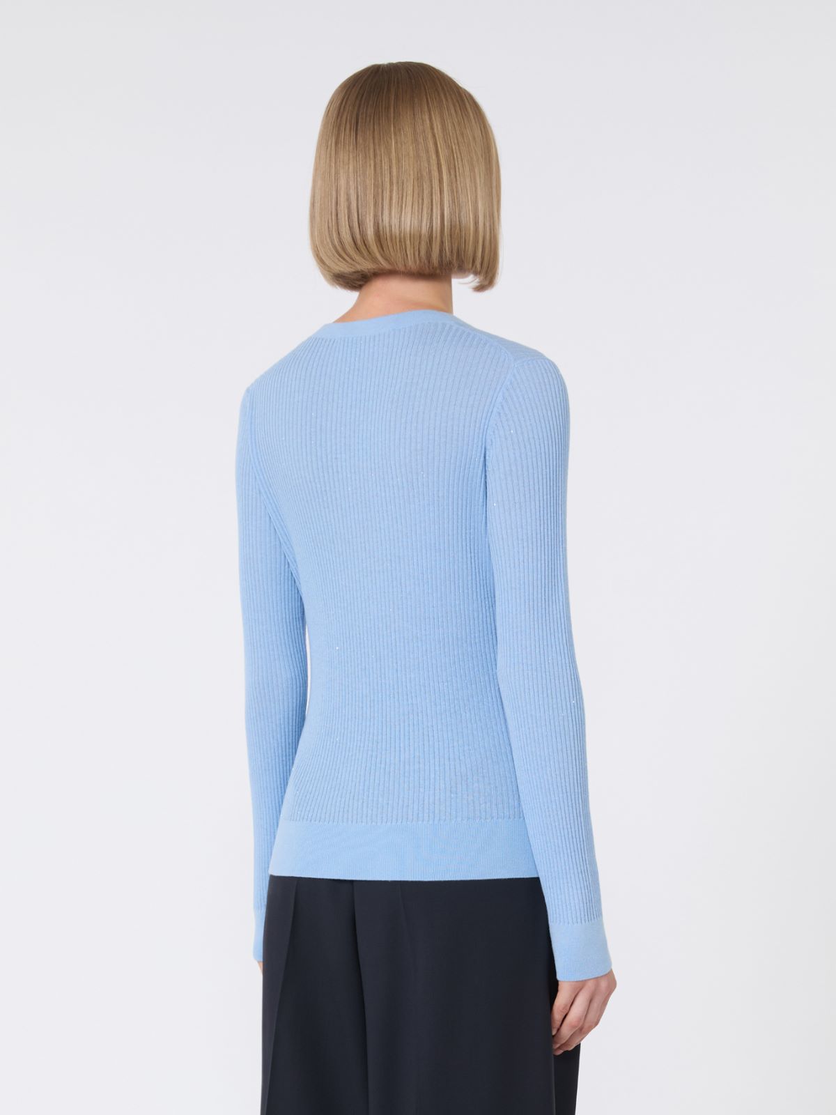 Sequinned wool and silk sweater - Light blue